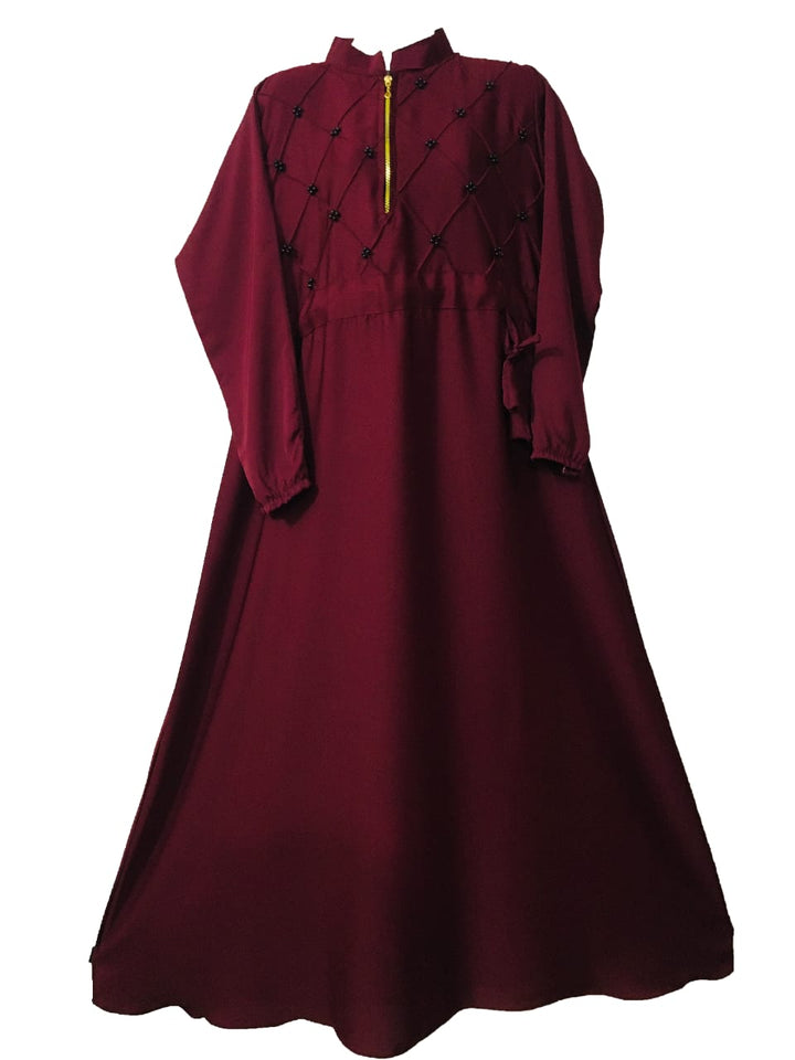 Fancy Nida Abaya (Zipper) - Elegant Abaya for Girls, Stylish Dress for Girls - Khazana-Store