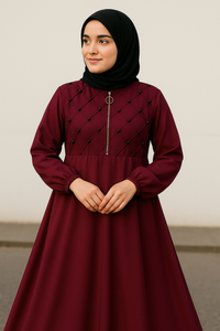 Fancy Nida Abaya (Zipper) - Elegant Abaya for Girls, Stylish Dress for Girls - Khazana-Store